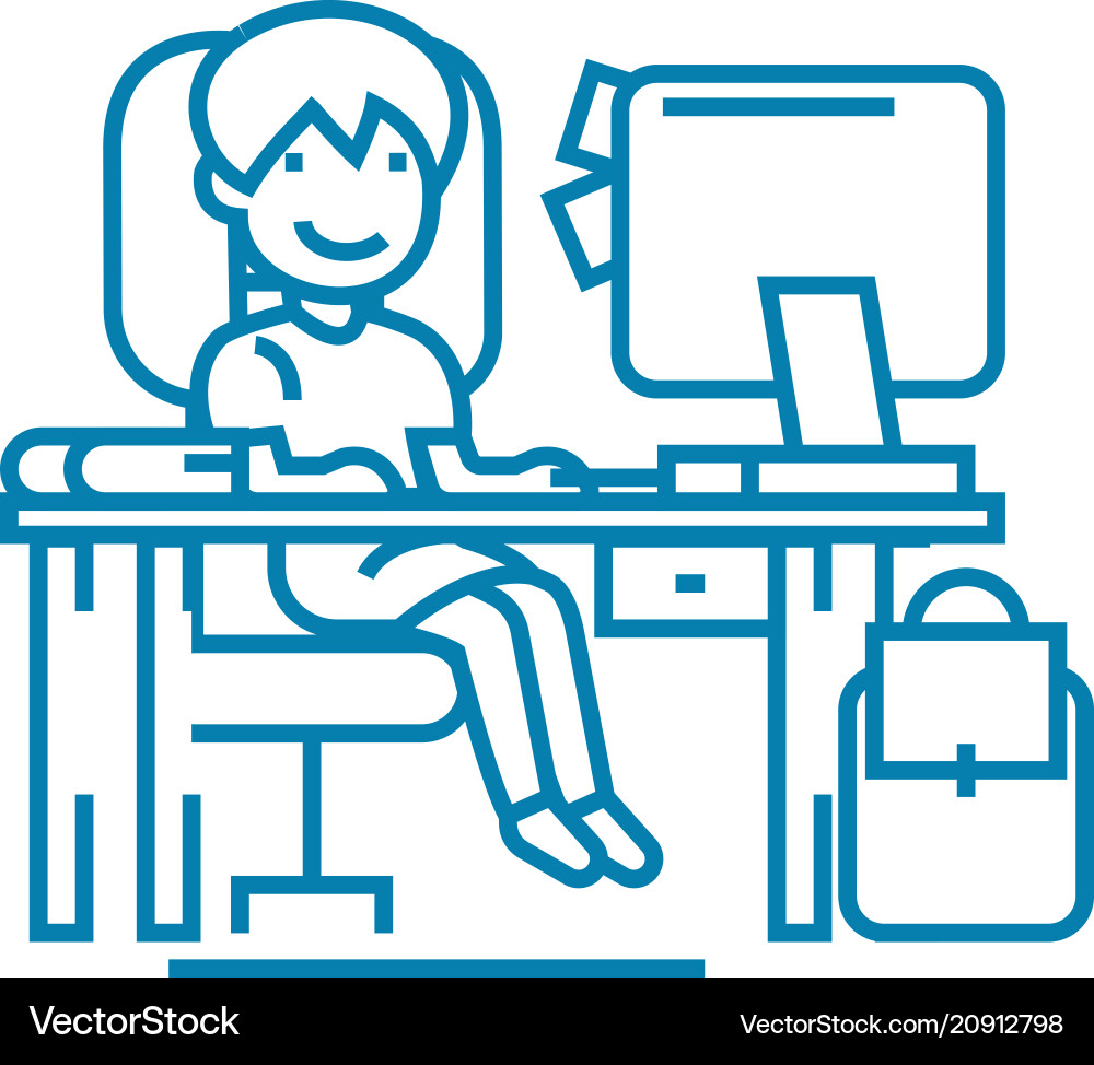 Computer classes linear icon concept Computer classes linear icon concept vector image