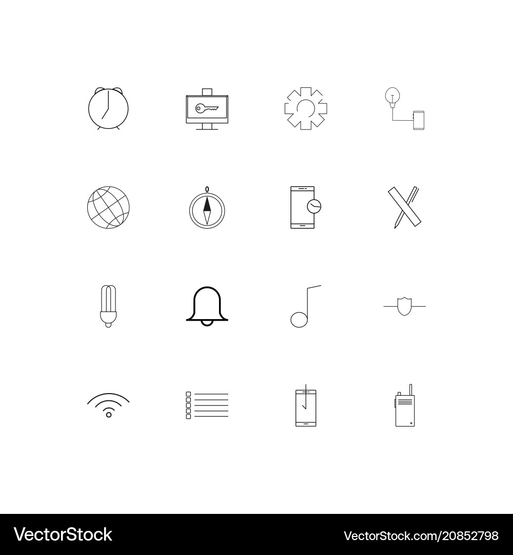 Devices linear thin icons set outlined simple vector image