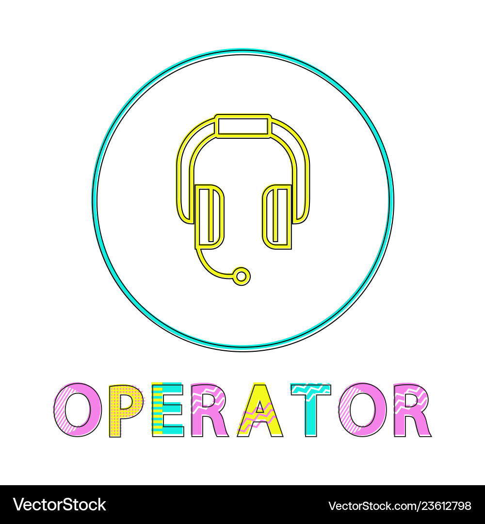 Headphone operator depict icon in linear style vector image