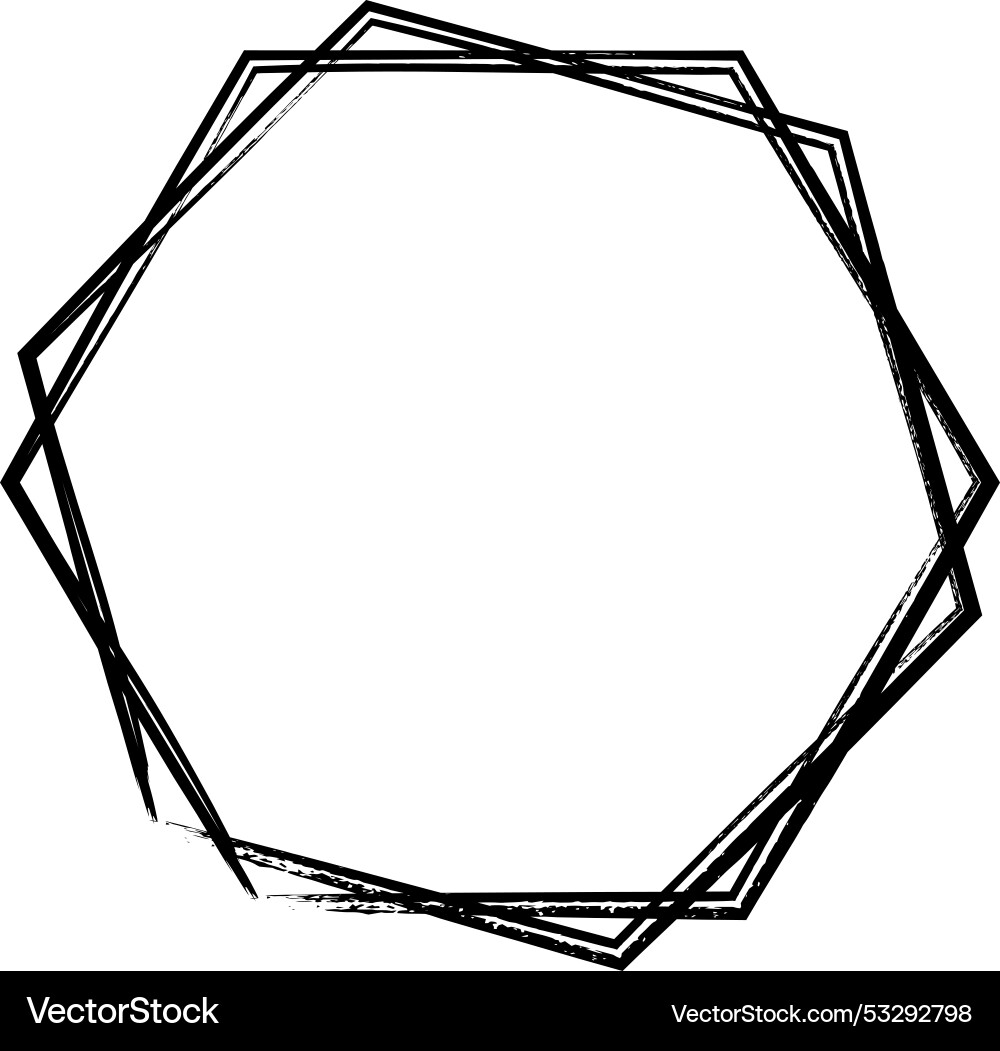 Hexagon grunge texture element frame border shape Hexagon grunge texture element frame border shape vector image