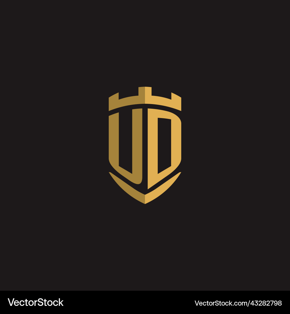 Initials ud logo monogram with shield style design Vector Image