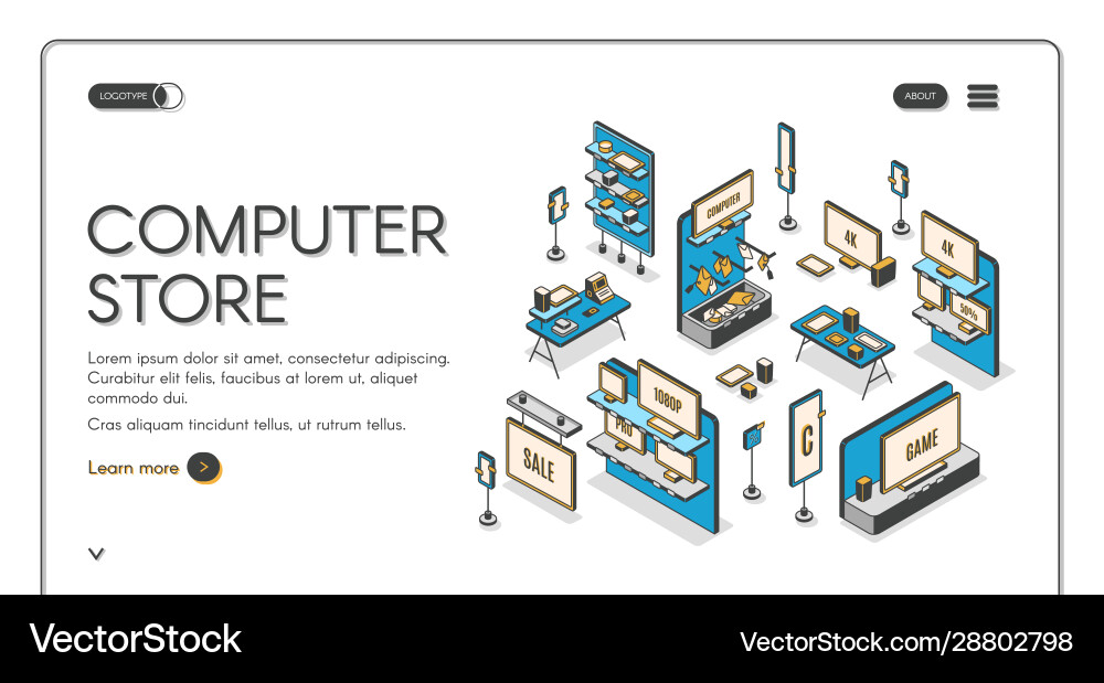 Isometric Computer Store Landing Page vector image