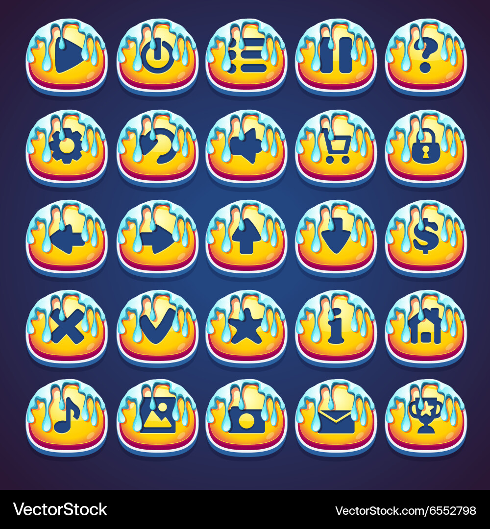 Legen Sie honig Buttons für Web-Video-Spiel im Stil vektorbild