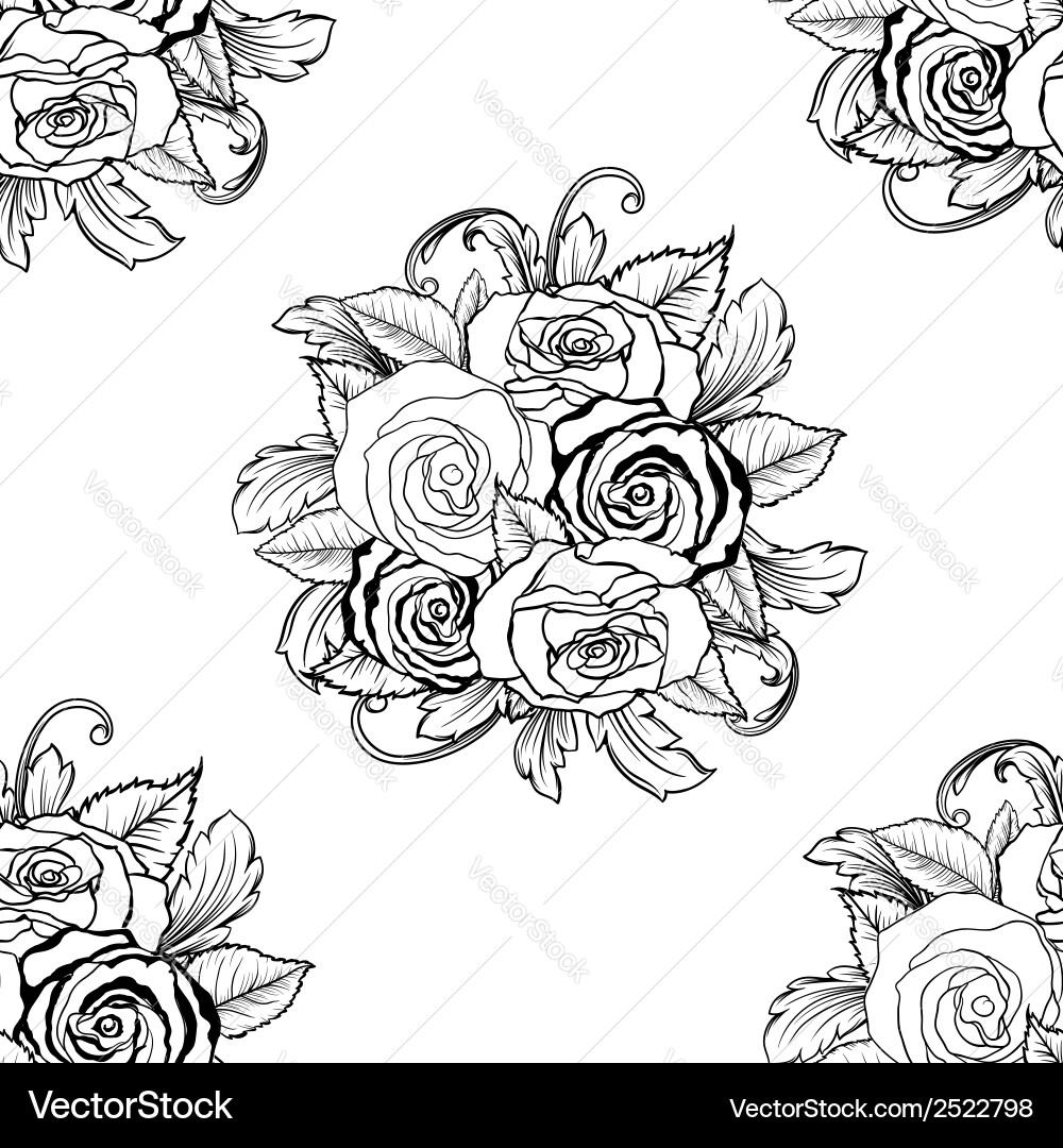 Monochrome Rose Pattern Vector Image