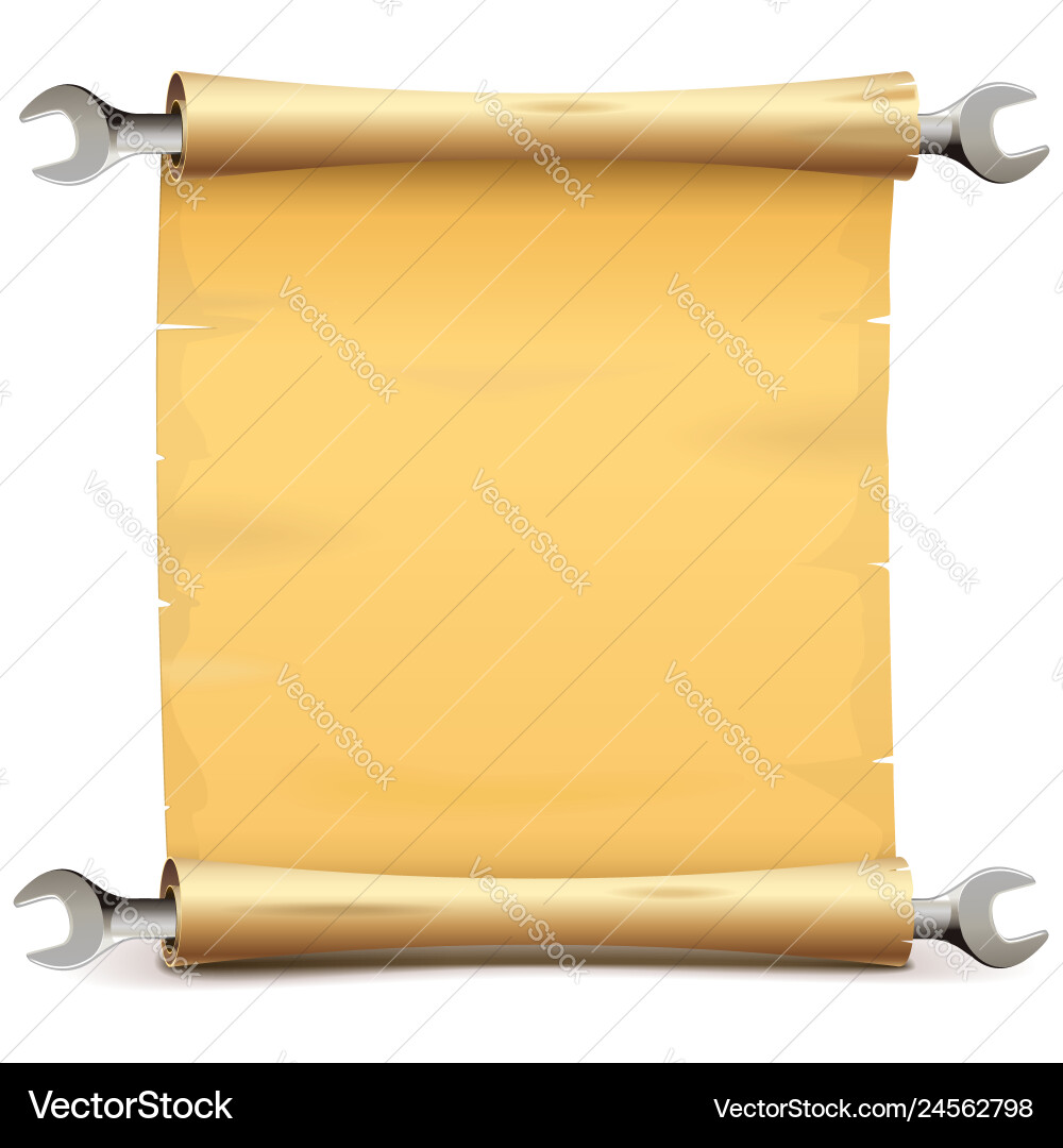 Paper Scroll with Wrench Vector Image