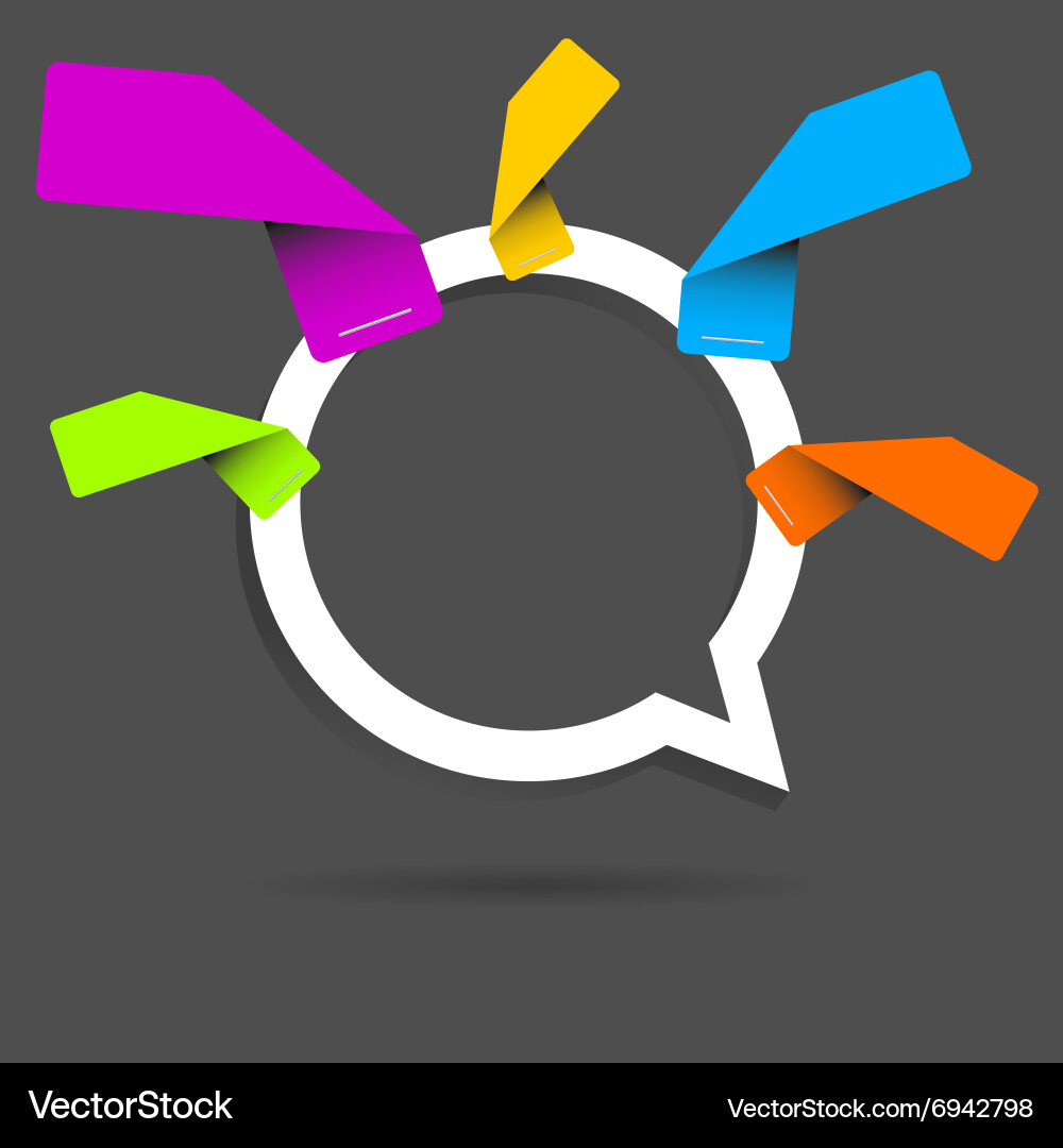 Speech bubble pointer empty sticker five color vector image