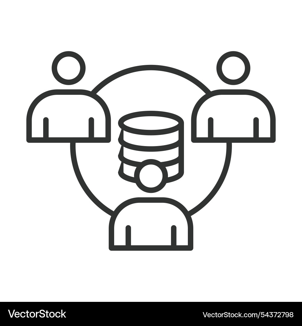 Users database icon in line design Users database icon in line design vector image