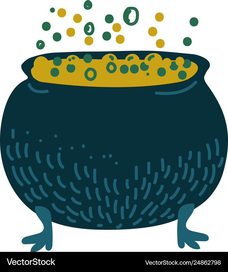 Witch cauldron with boiling potion magic object Witch cauldron with boiling potion magic object Vector Image