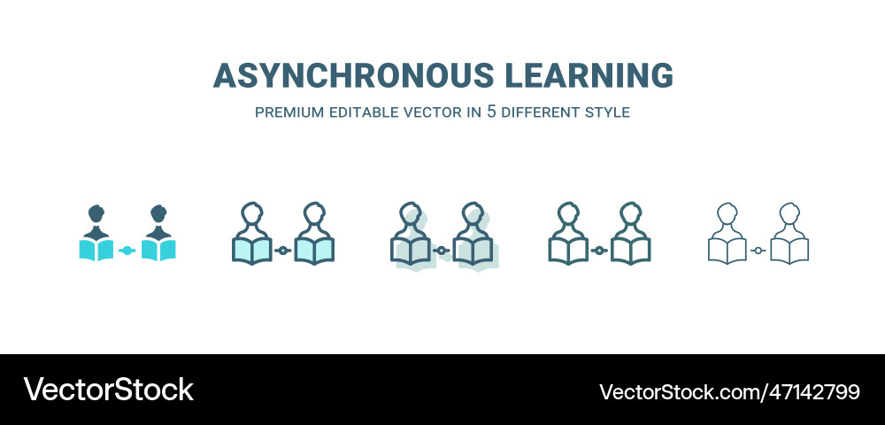 Asynchronous learning icon in 5 different style Vector Image