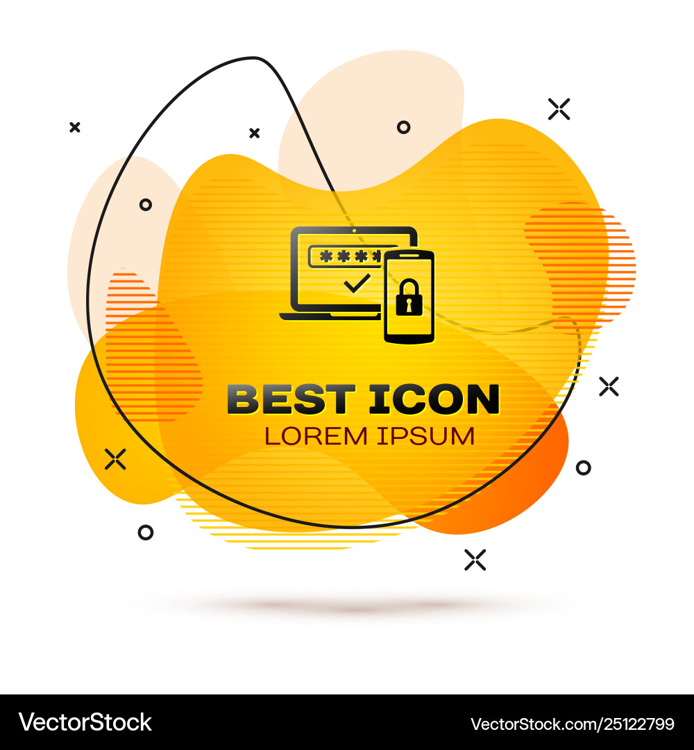 Black multi factor two steps authentication icon Vector Image