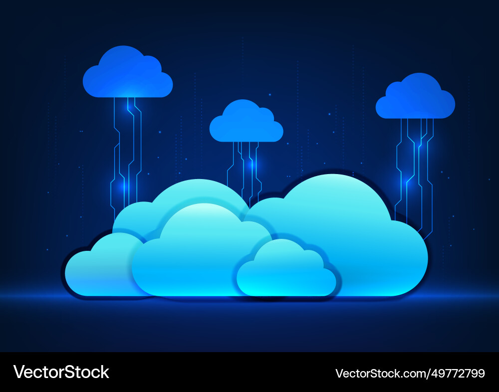 Cloud technology the is a system for data vector image