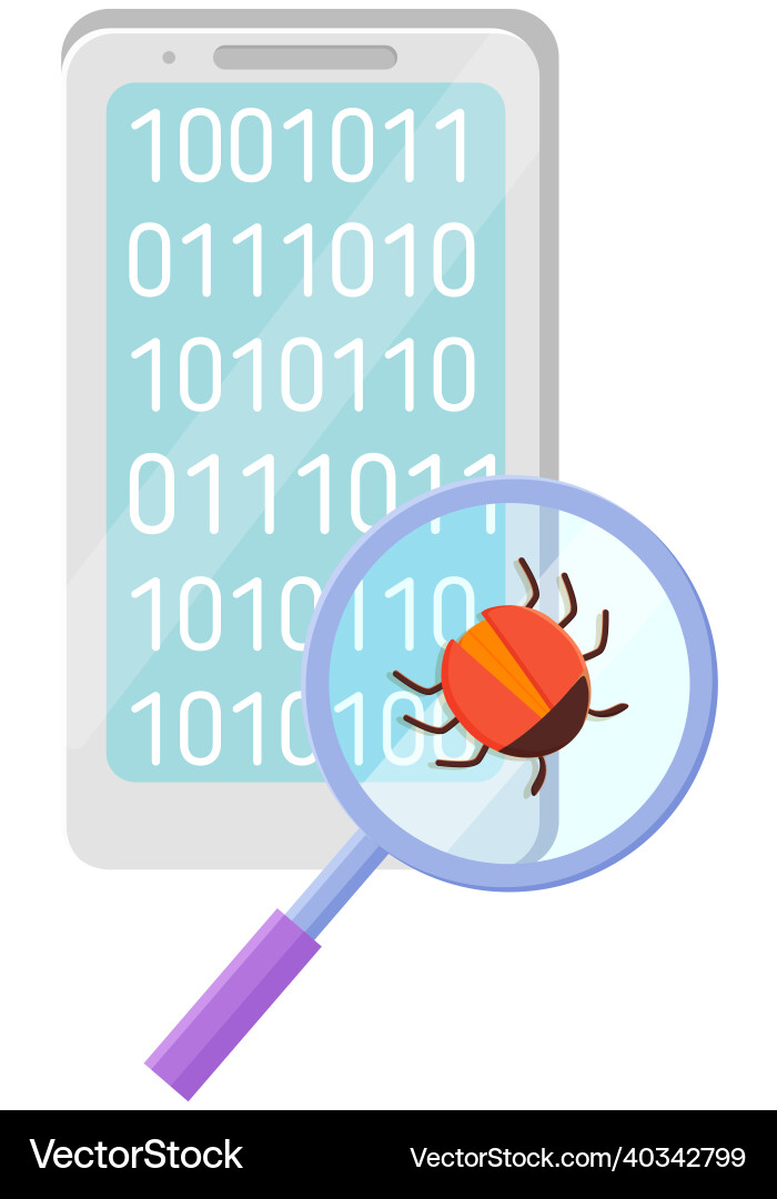 Computer bug in magnifier sign for mobile concept Computer bug in magnifier sign for mobile concept vector image