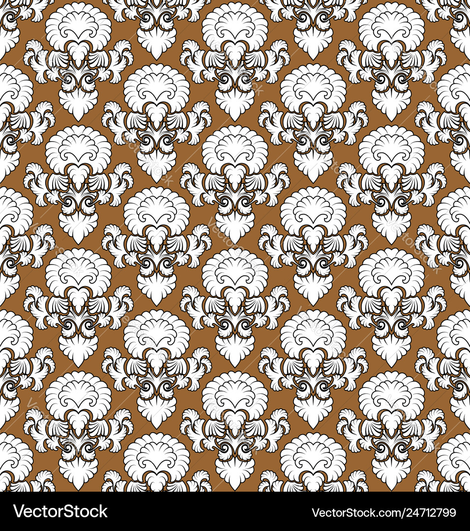 Damask seamless outline pattern Vector Image