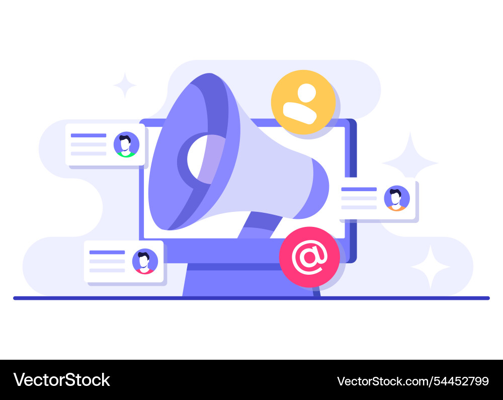 Email marketing flat concept online business Email marketing flat concept online business vector image