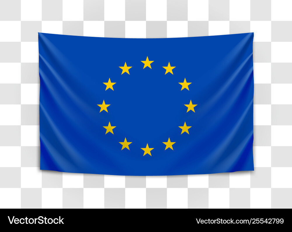 Hanging flag europe european union Hanging flag europe european union vector image