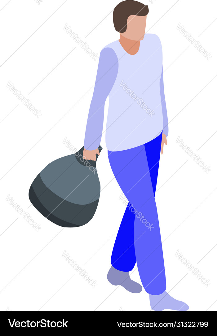 Man with garbage bag icon isometric style Man with garbage bag icon isometric style Vector Image