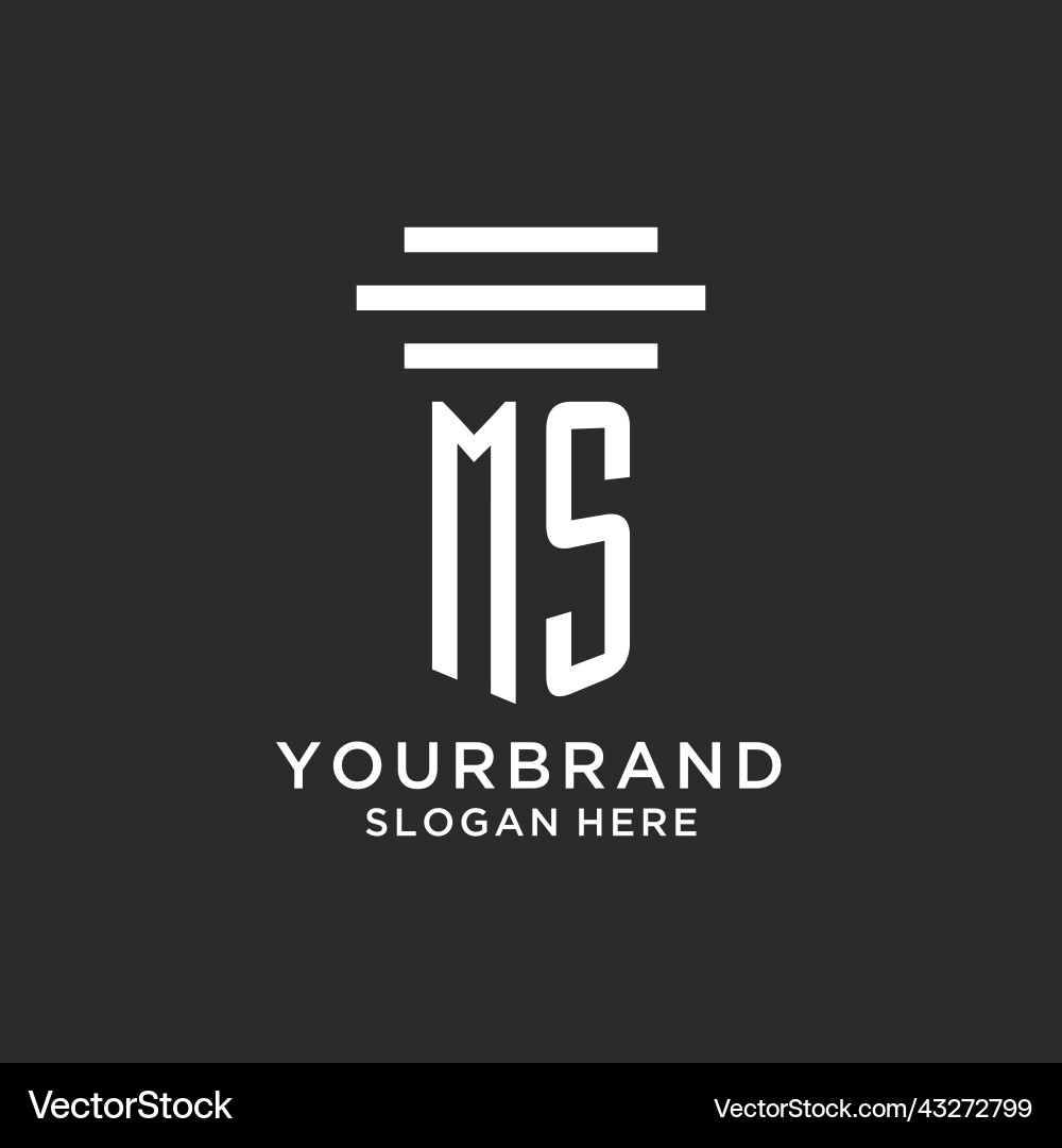 Ms initials with simple pillar logo design Ms initials with simple pillar logo design Vector Image