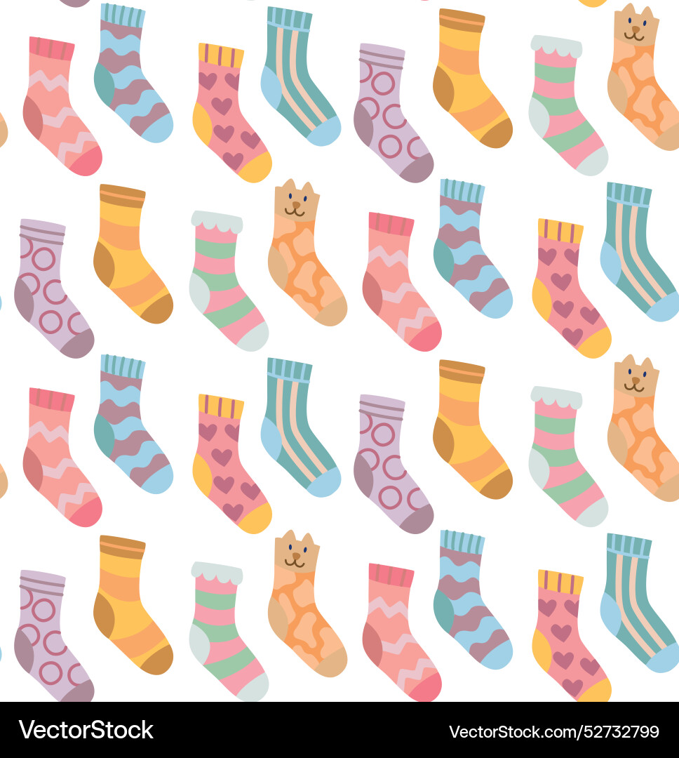 Pattern with socks different prints Vector Image