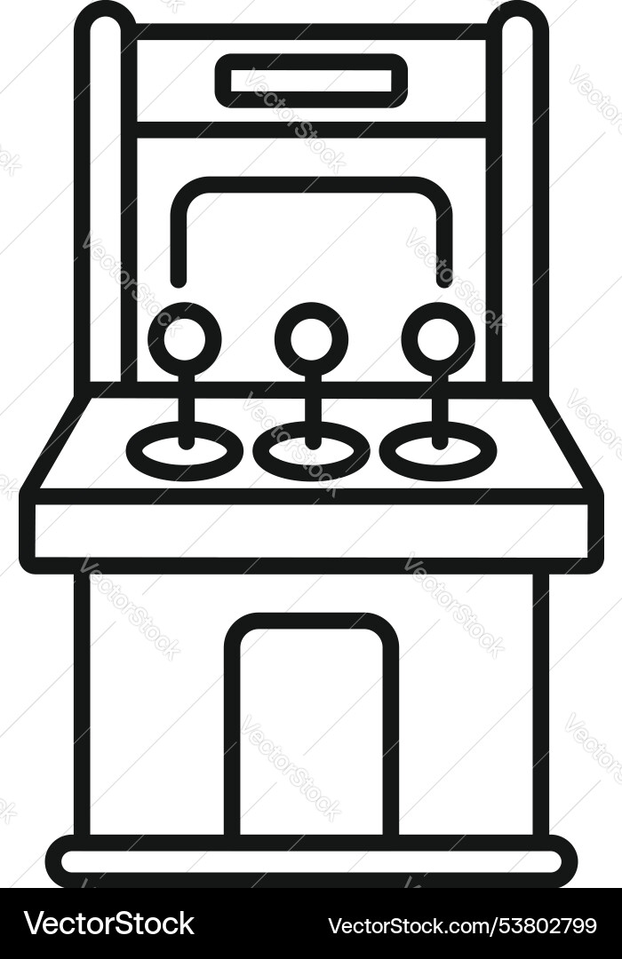 Retro arcade game machine with joysticks line icon Retro arcade game machine with joysticks line icon vector image