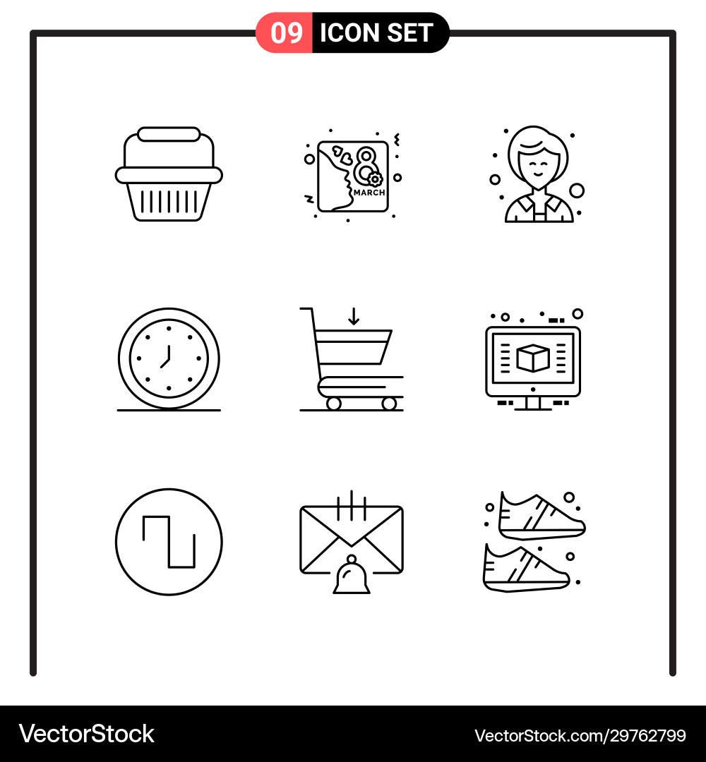 Set 9 line style icons for web and mobile Vector Image