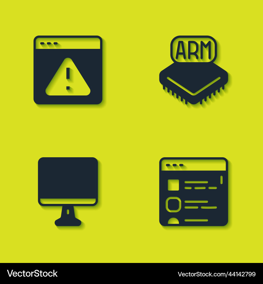 Set browser with exclamation mark files computer Set browser with exclamation mark files computer vector image