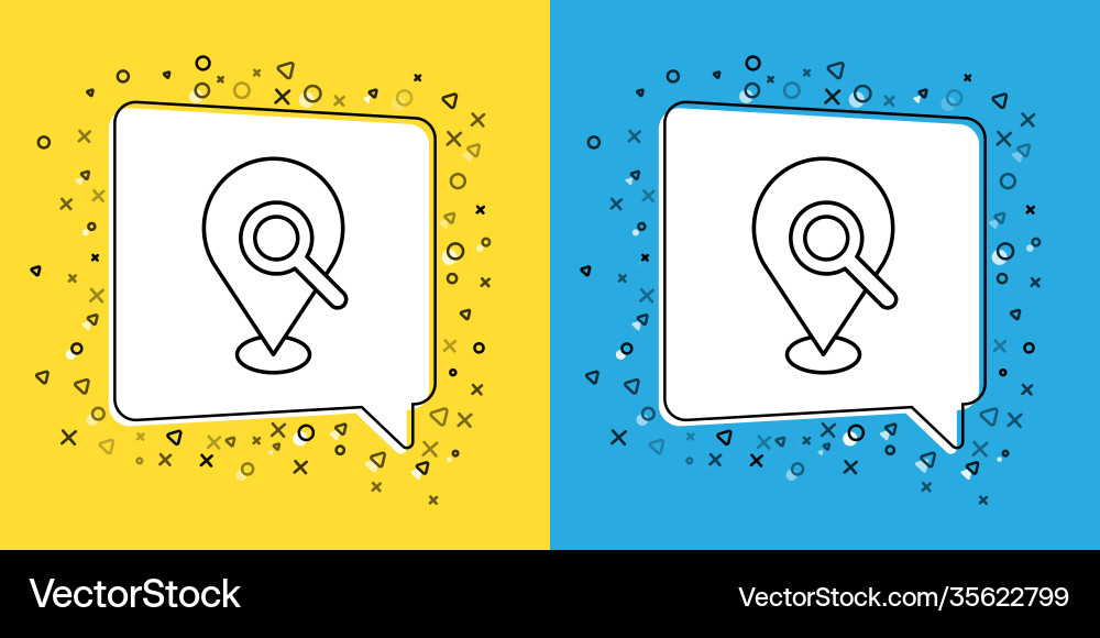 Set line search location icon isolated on yellow Set line search location icon isolated on yellow vector image