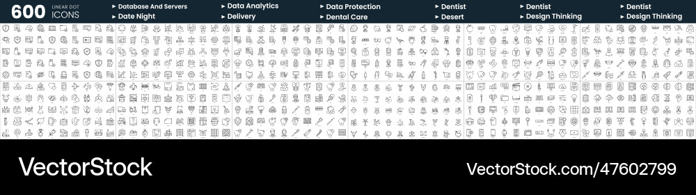 Set of 600 thin line icons in this bundle include Set of 600 thin line icons in this bundle include vector image