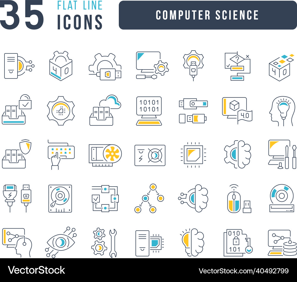 Set of linear icons computer science Set of linear icons computer science vector image
