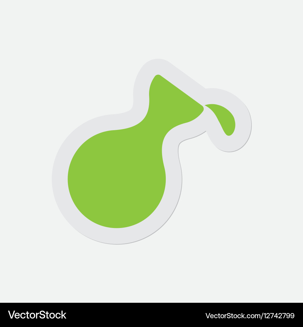 Simple green icon - flask with a drop vector image