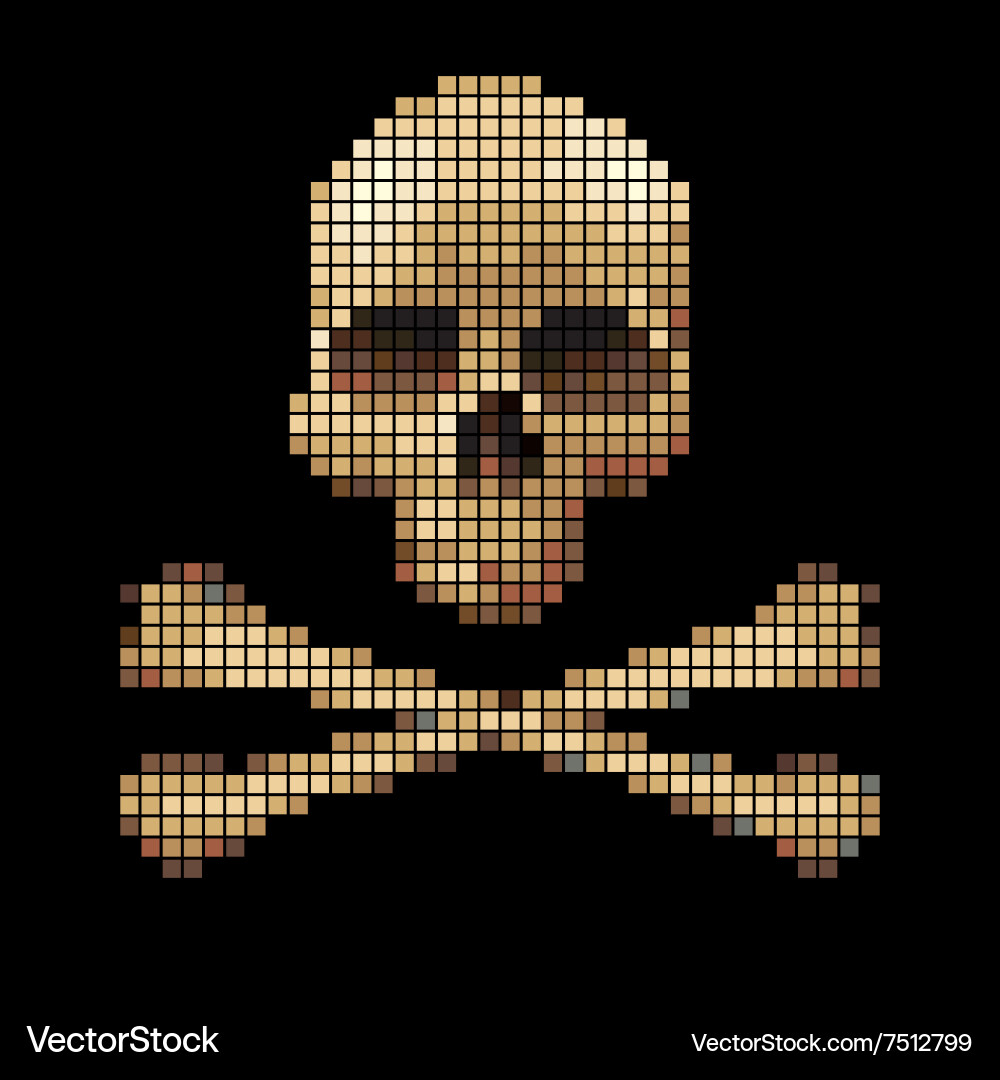 Skull and crossbones collected from pixels vector image