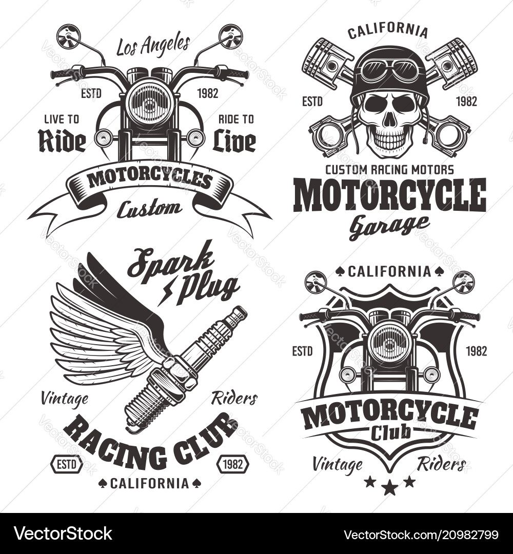 Vintage Motorcycle Emblems & Labels Vector Image