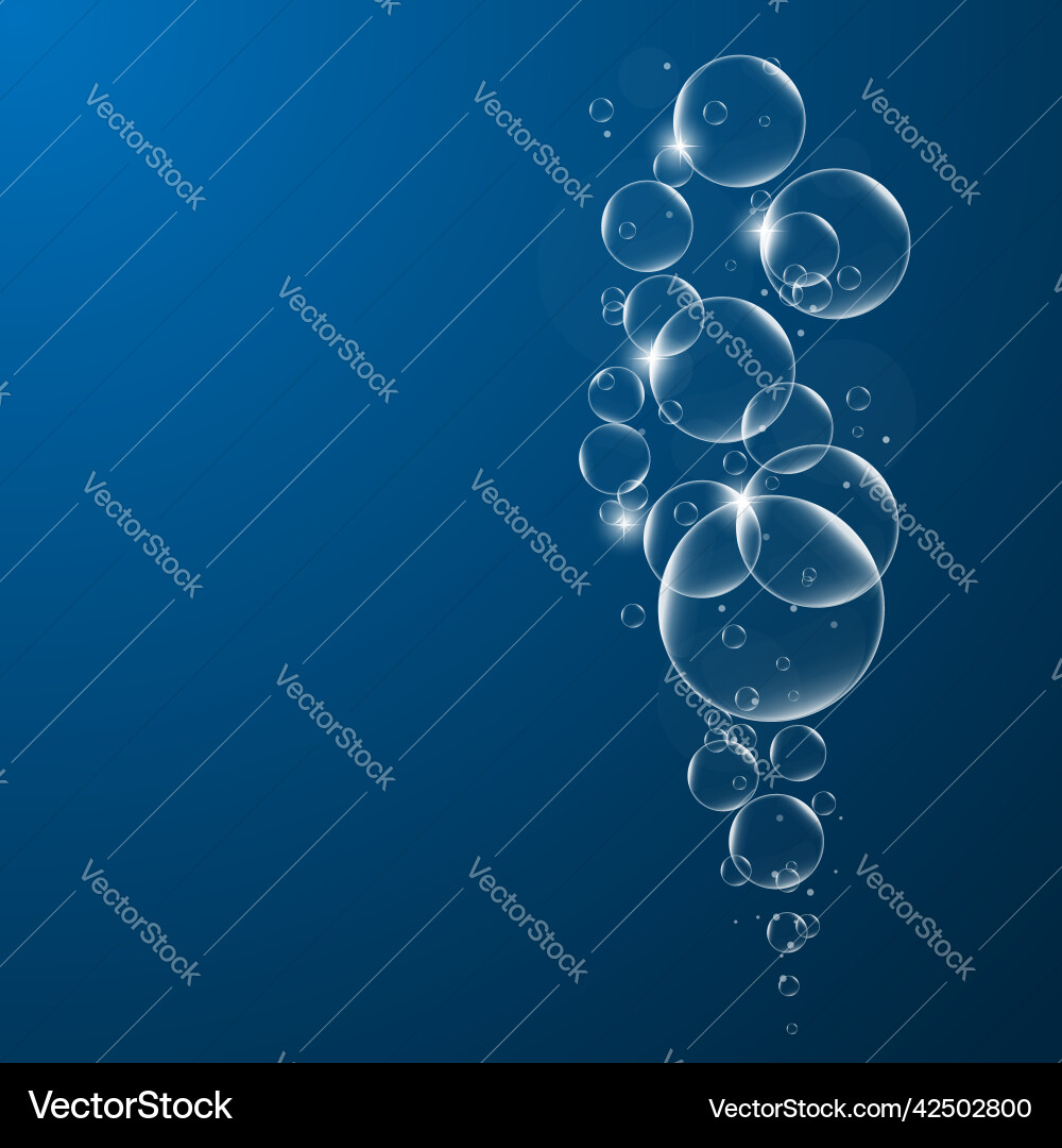 Abstract background with soap bubbles on dark vector image