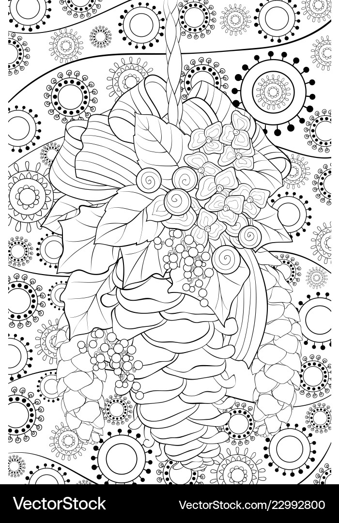 Adult coloring bookpage a christmas decoration Adult coloring bookpage a christmas decoration vector image