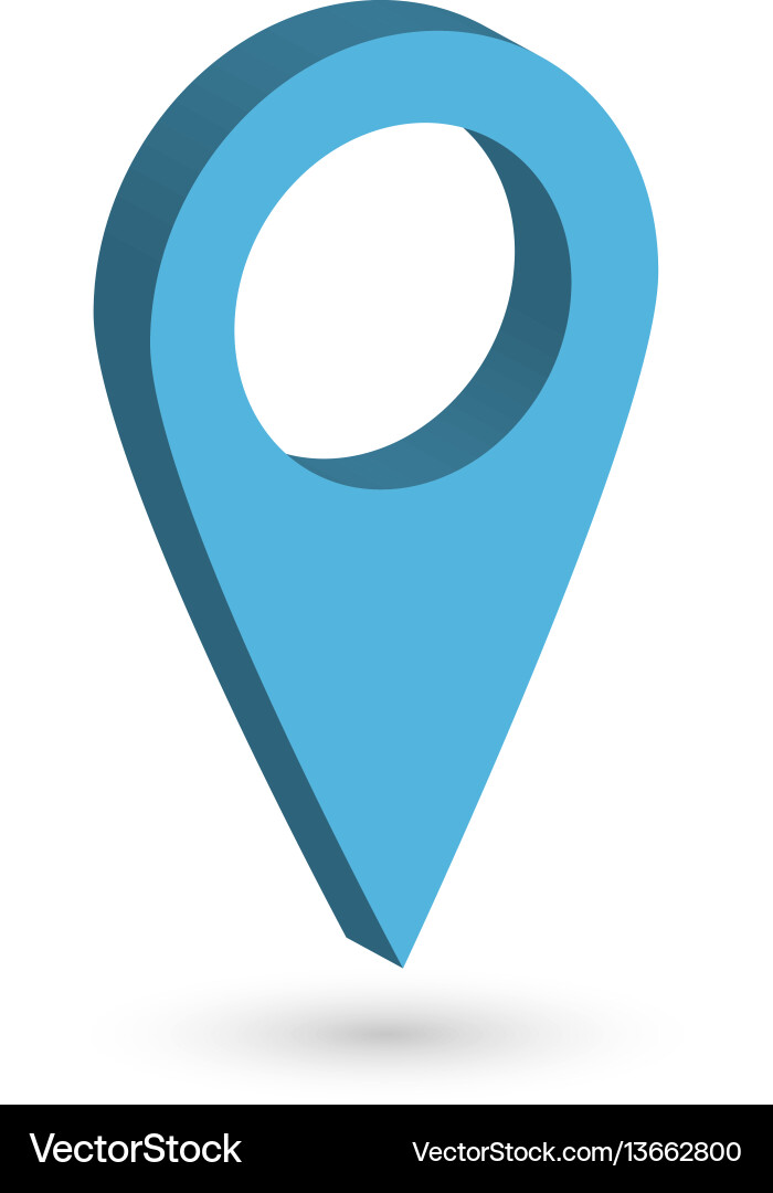 Blue 3d map pointer with dropped shadow on white vector image