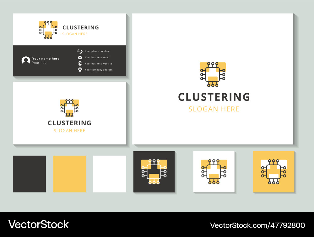 Clustering logo design with editable slogan Clustering logo design with editable slogan vector image