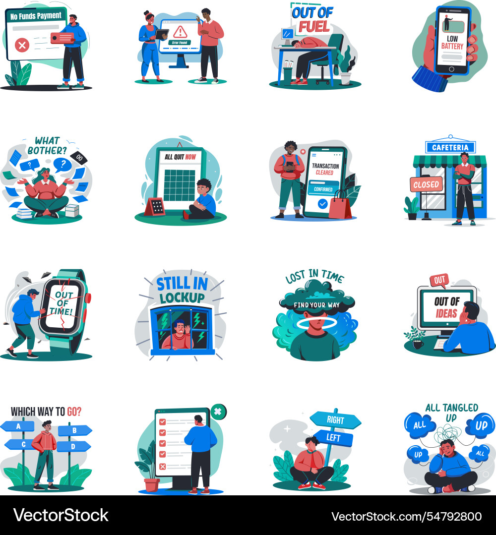 Collection of flat style empty state vector image