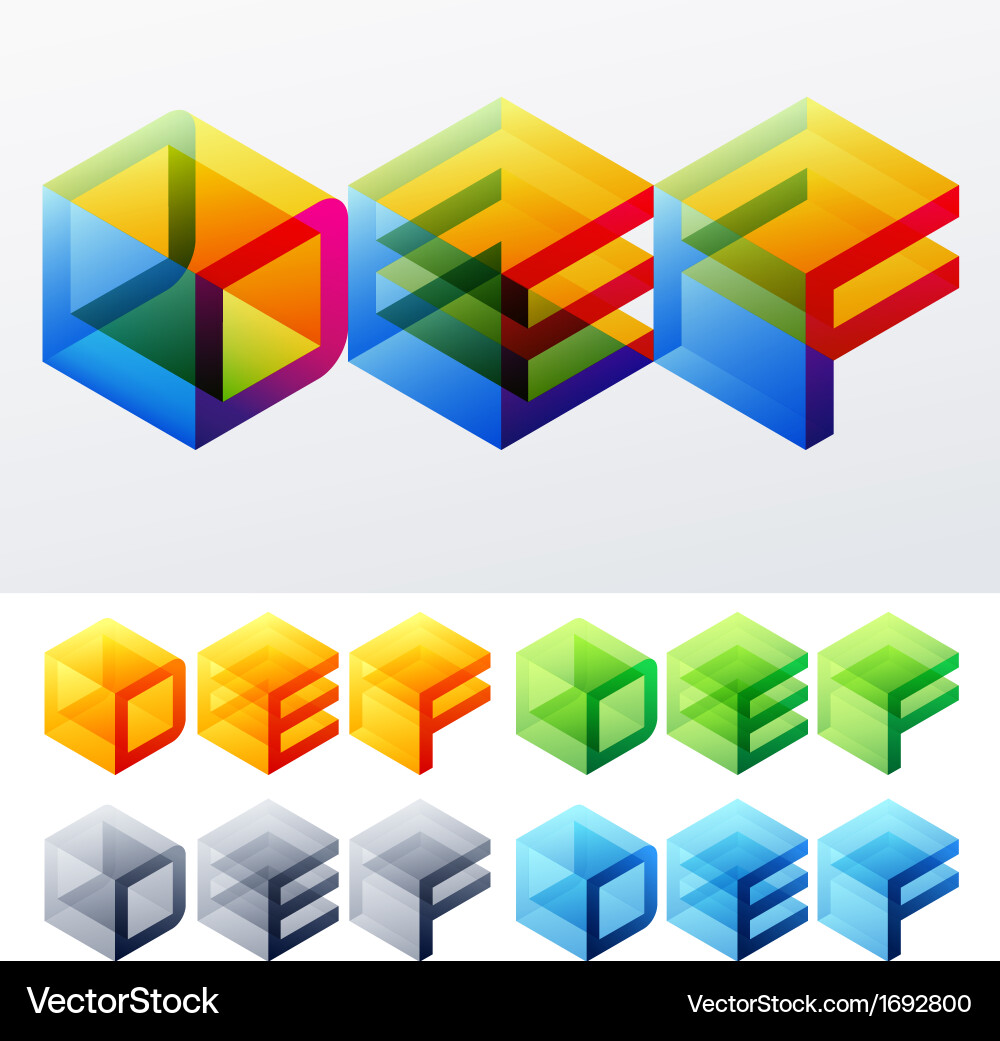 Colored text in isometric view Vector Image