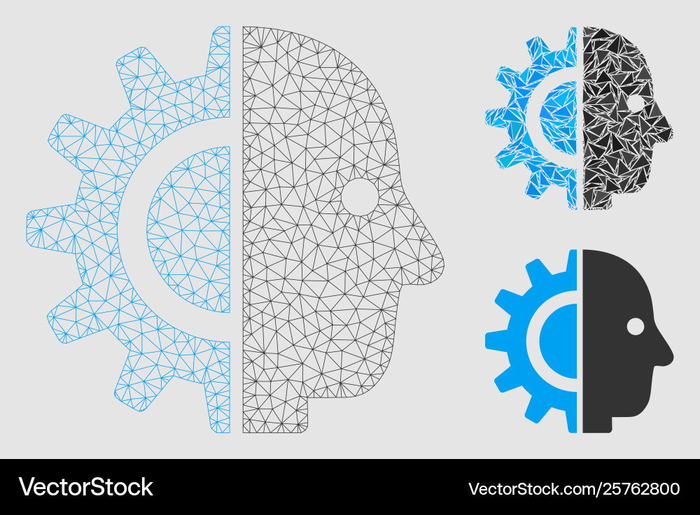 Cyborg head mesh network model and triangle Cyborg head mesh network model and triangle Vector Image