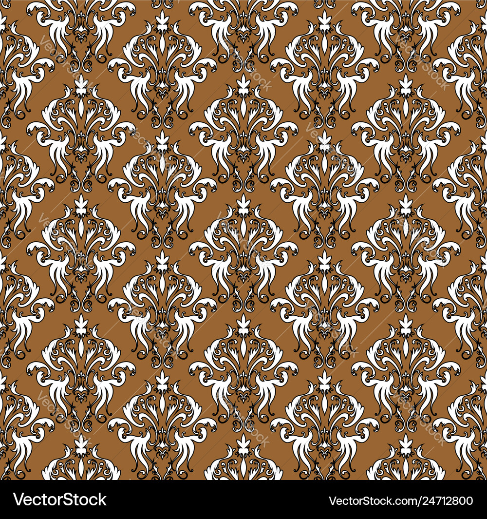 Damask seamless outline pattern vector image