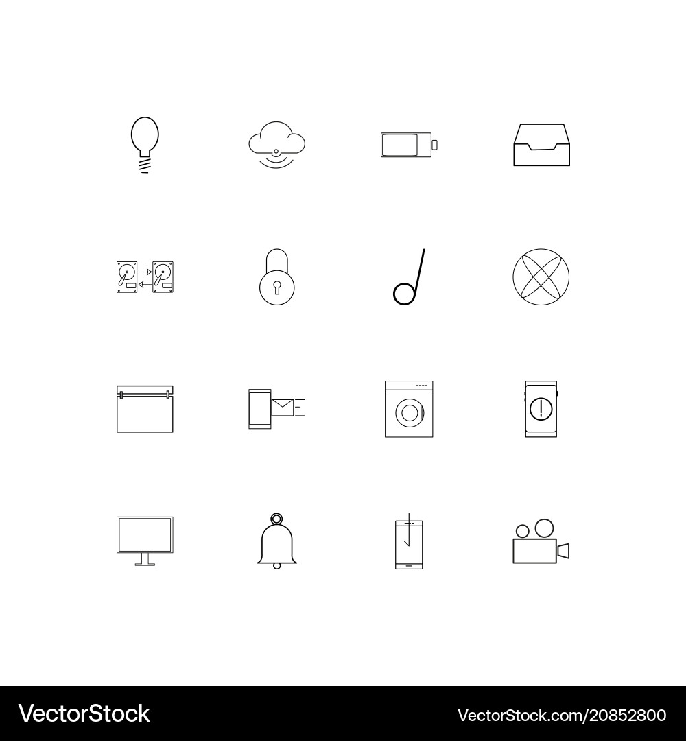 Devices linear thin icons set outlined simple vector image