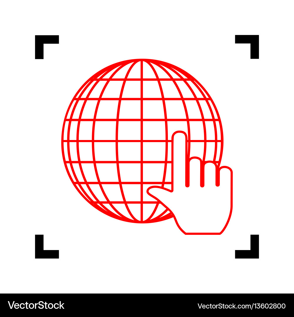 Earth globe with cursor red icon inside Vector Image