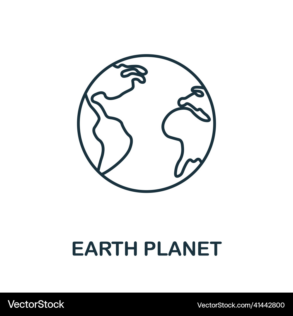 Earth planet icon line element from space Vector Image
