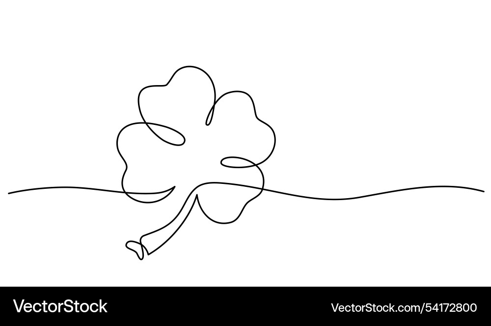Four leaved clover single continuous line art Four leaved clover single continuous line art vector image