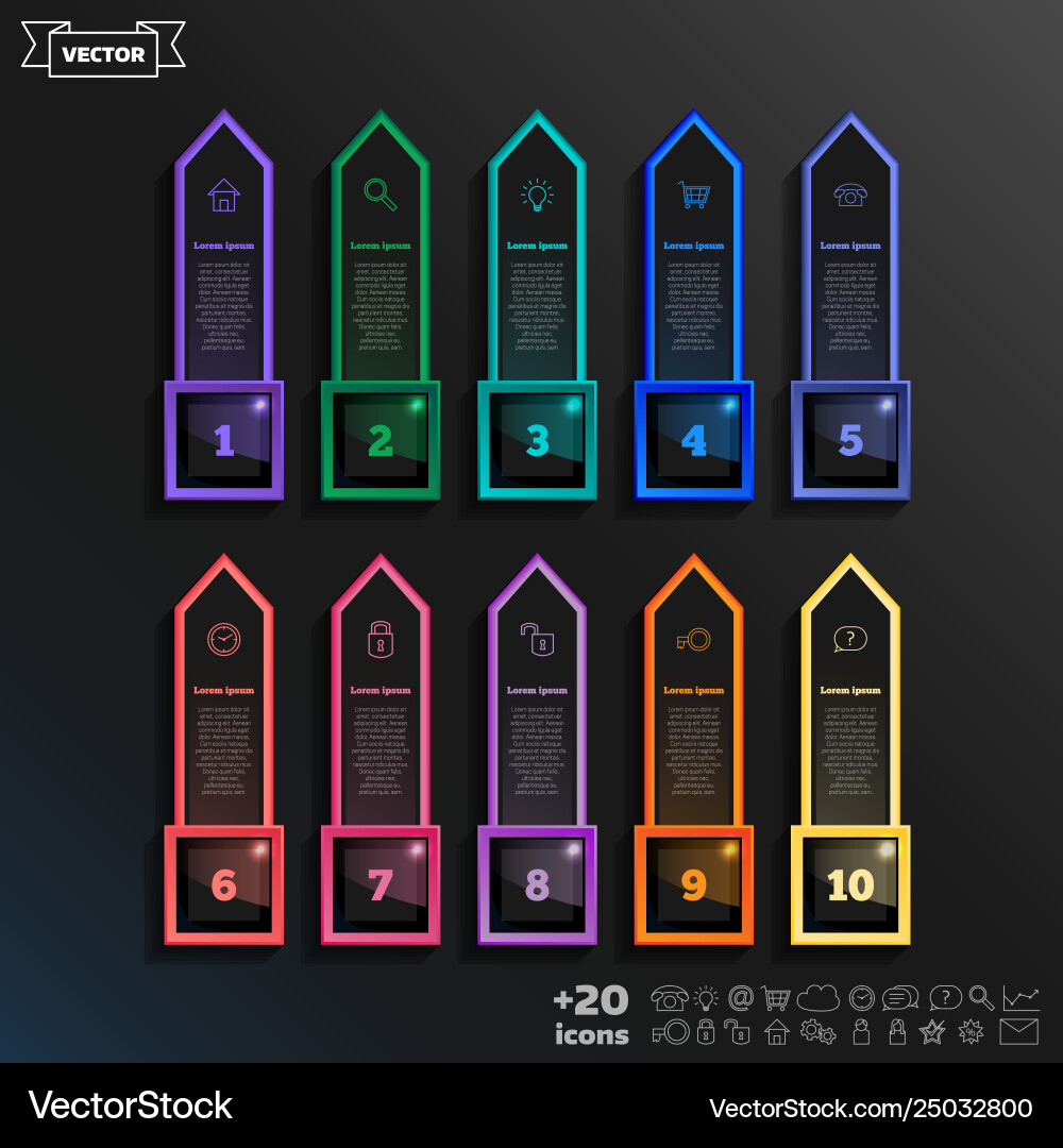 Infographic design list with colorful square Vector Image