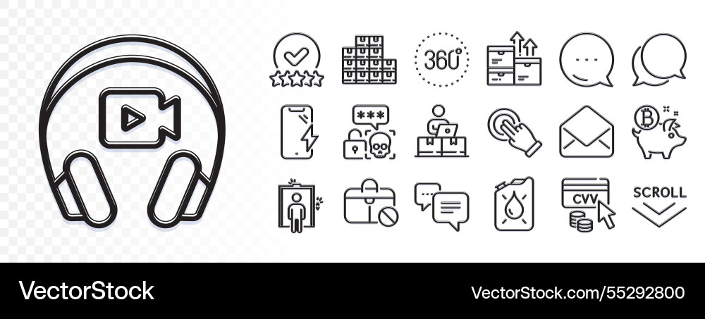 Mail 360 degrees and cyber attack line icons Mail 360 degrees and cyber attack line icons vector image