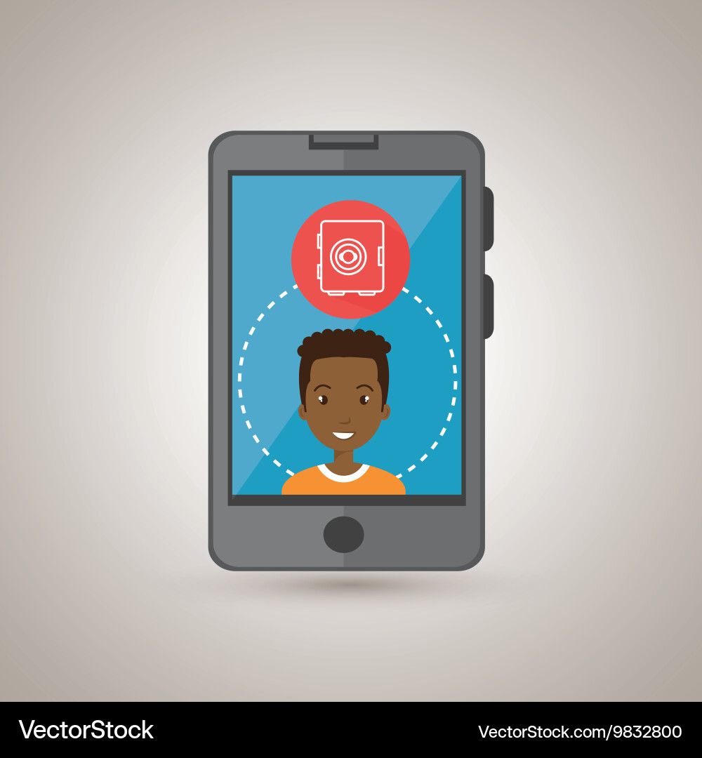 Man smartphone with safe box isolated icon design vector image