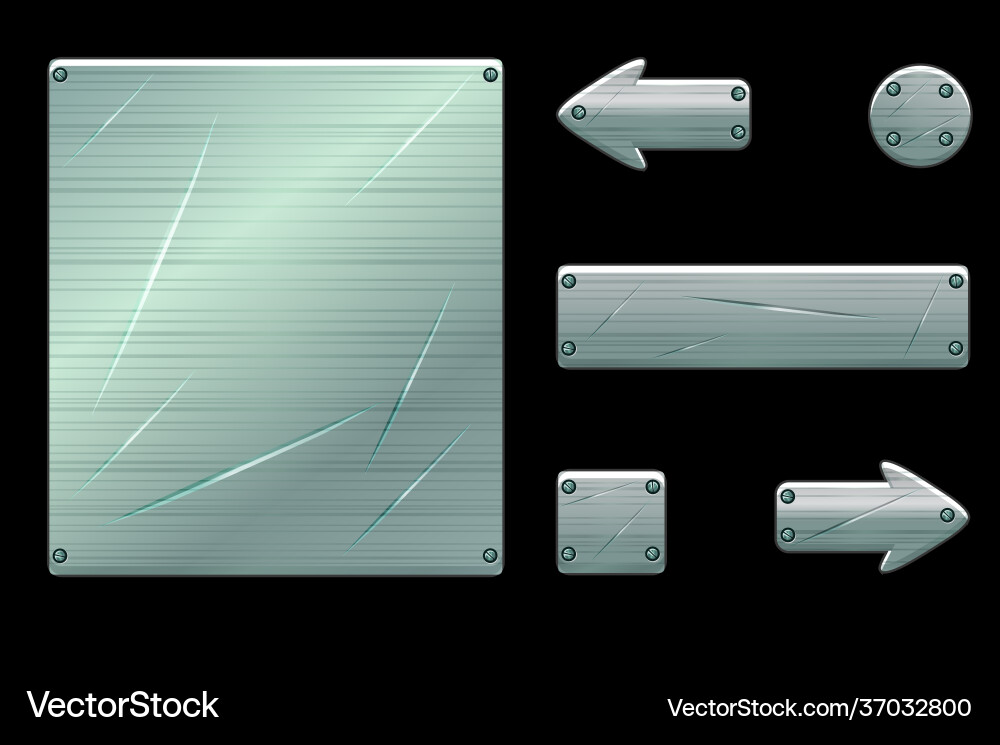 Metallic old user interface and game buttons Metallic old user interface and game buttons vector image
