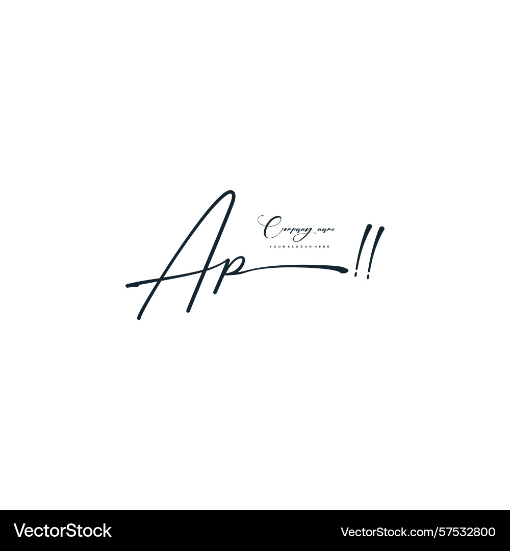 Minimal signature logo design with ap initials Minimal signature logo design with ap initials Vector Image
