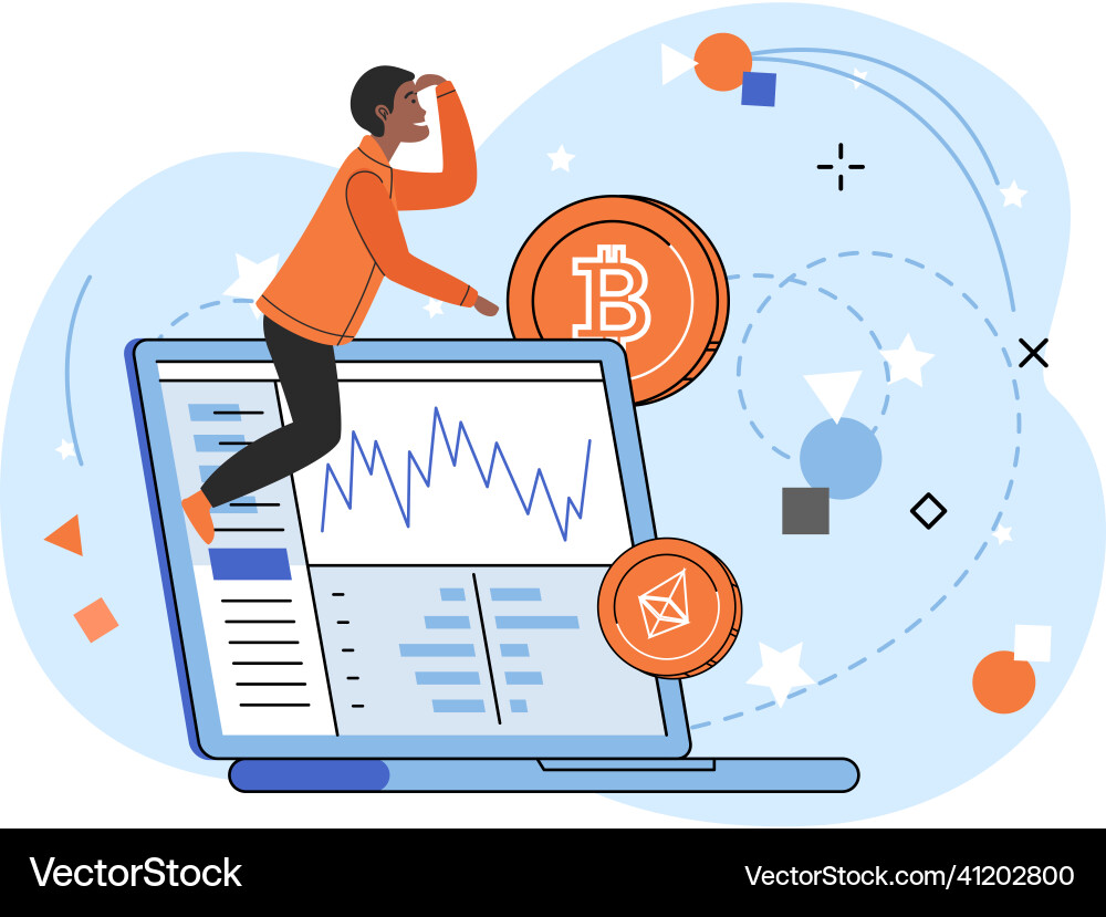 Mining program cryptocurrency rate change Vector Image