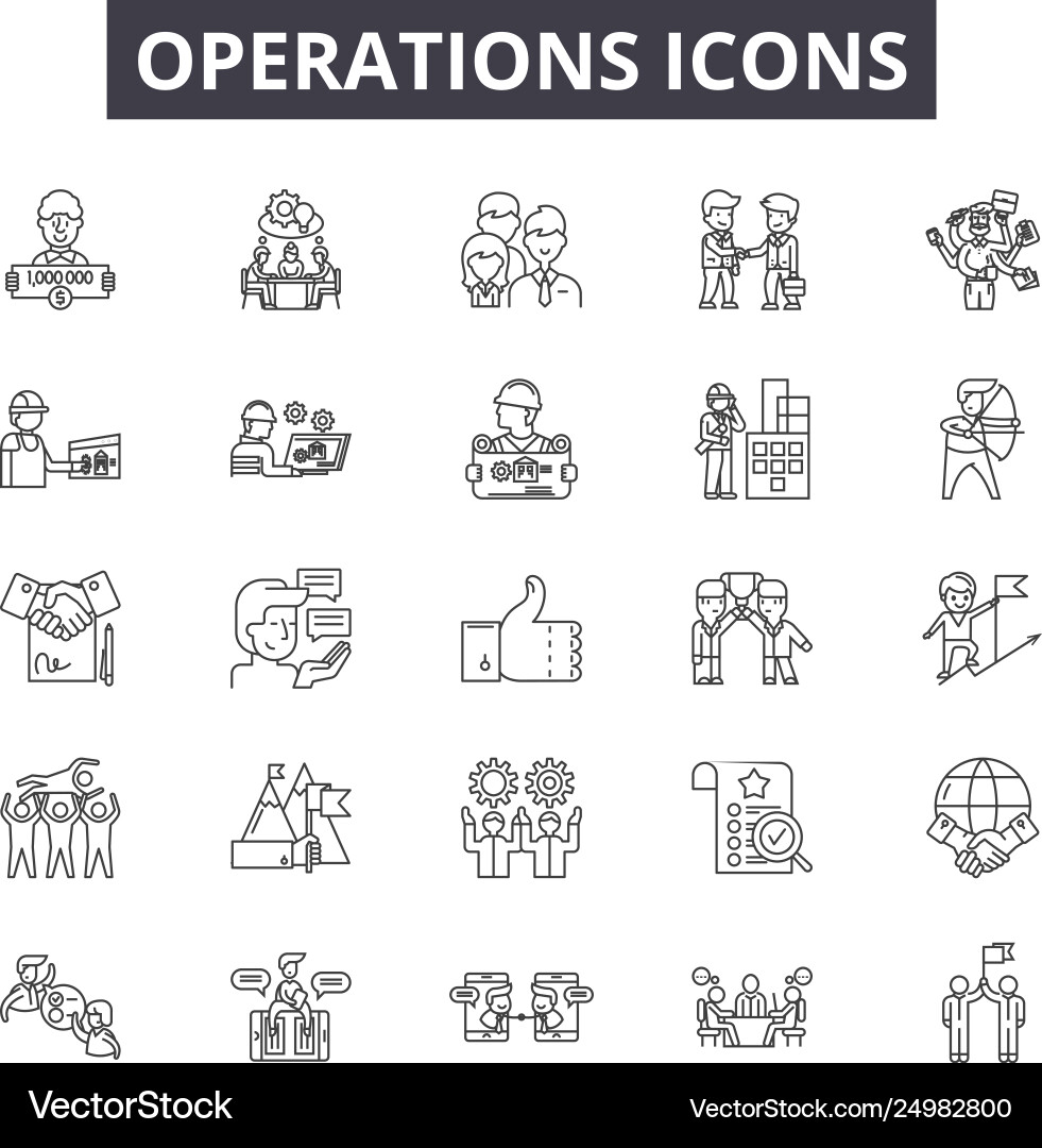 Operations Line Icons - Set vector image